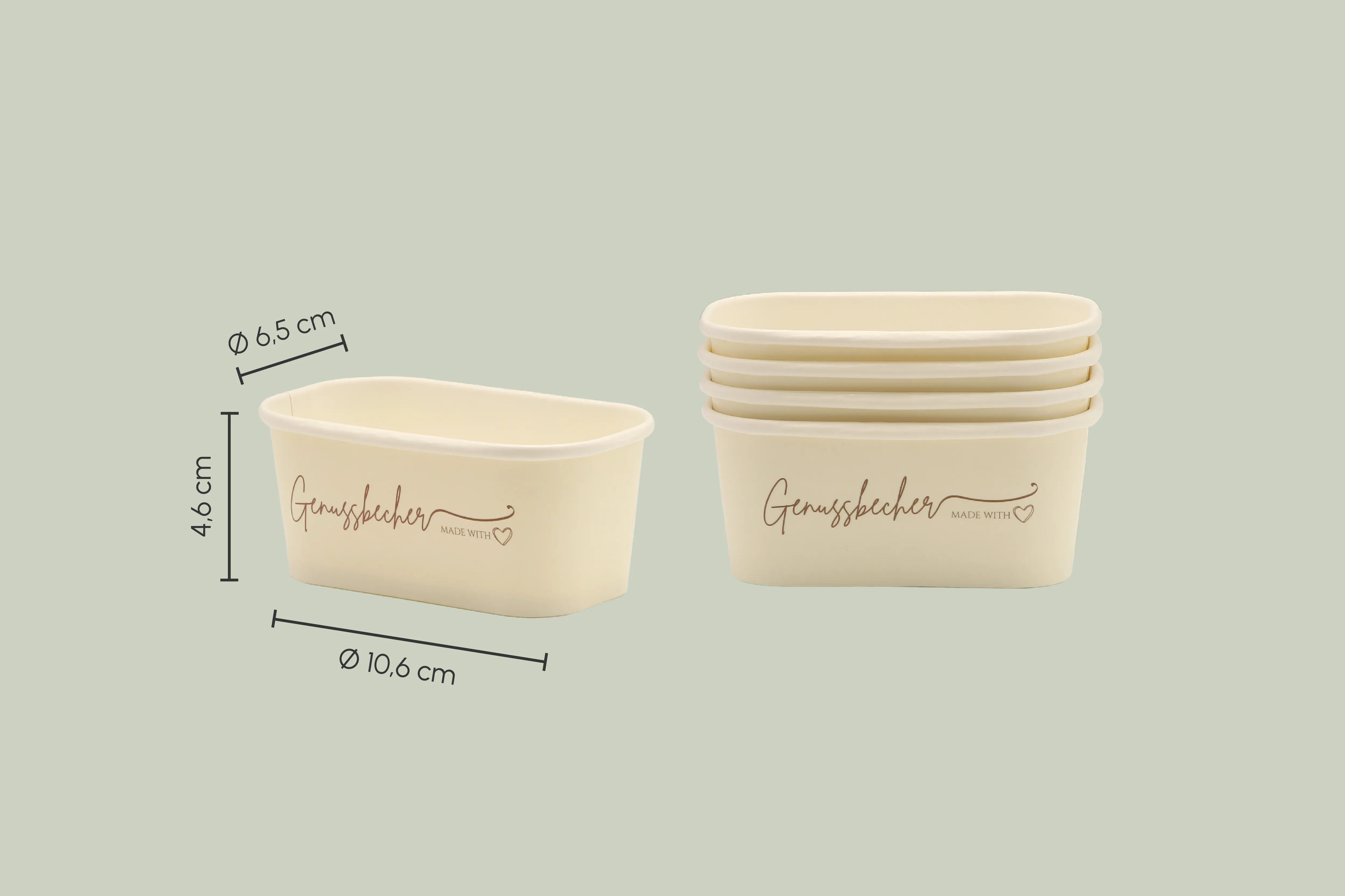 Papp-Becher Genussbecher, eckig, 180 ml, L 10,6x B 6,5 x H 4,6 cm, Beidseitige PE-Beschichtung (500er Karton)